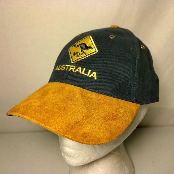 Australia Kangaroo Crossing Cap Hat Blue Soft Canvas Suede Brim Aussie Outback - Picture 4 of 13